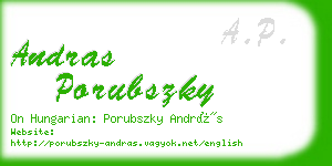 andras porubszky business card